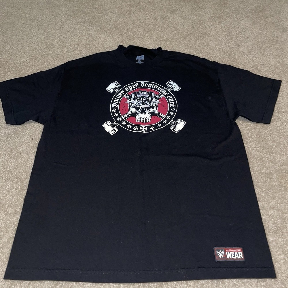 WWE Triple H HHH Skull Sledgehammer Black Graphic T-Shirt Mens XL Authentic Wear